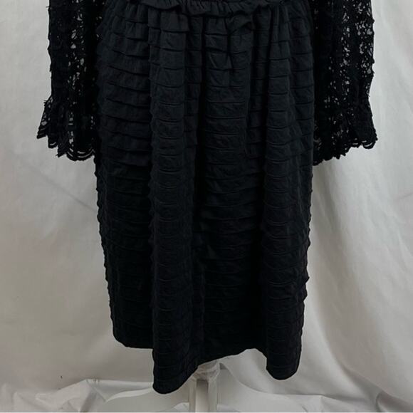 Suzanne Beto Black Ruffled Lace Boho Hippie Whimsigoth Dress NWT Size 2X - Picture 4 of 15